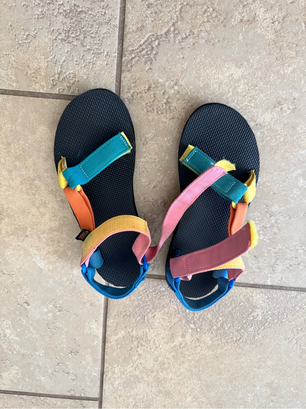 Teva Multicolor Strappy Sandals - Blue, Pink, Yellow, Orange, Teal